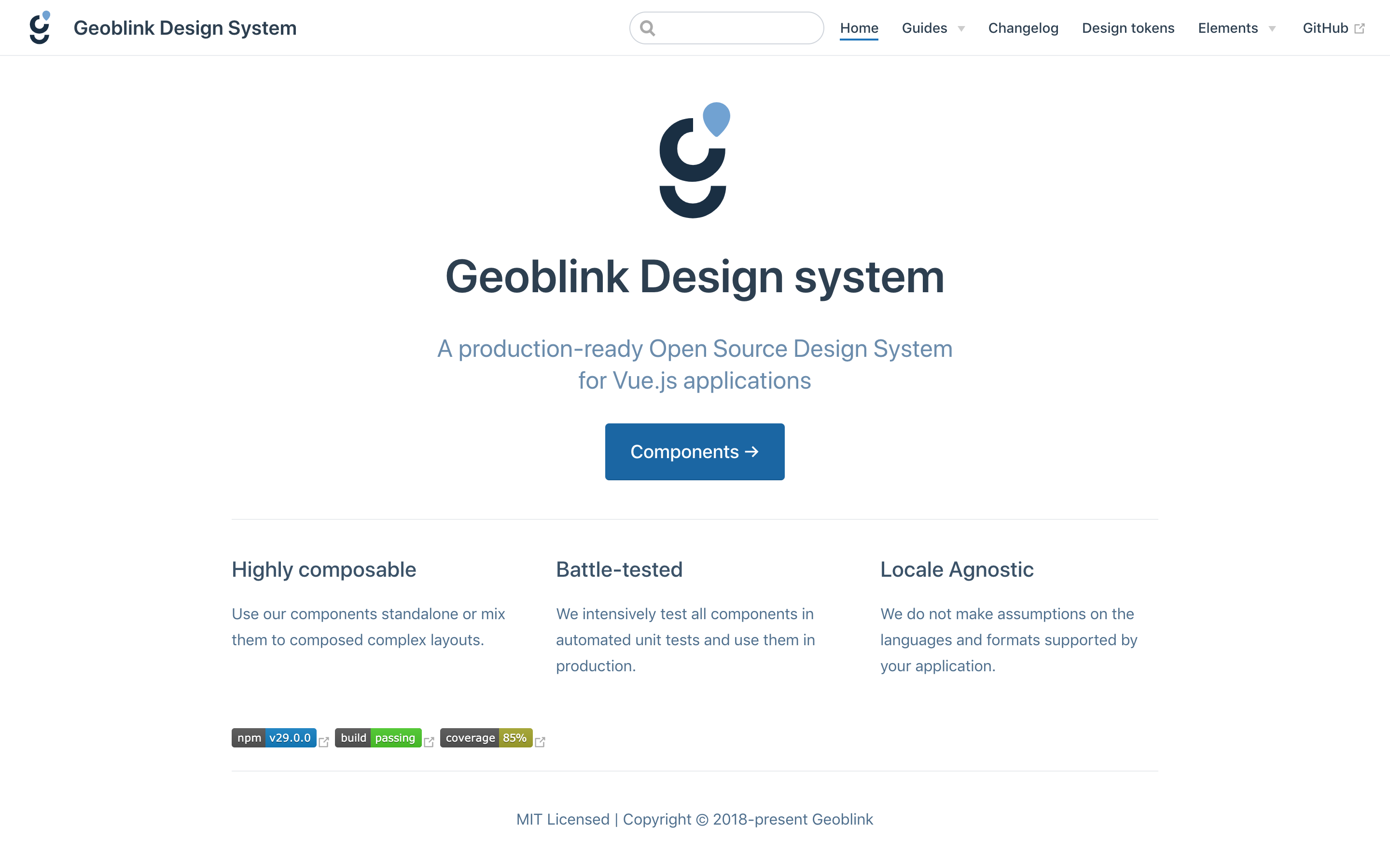 Geoblink Design System documentation home page